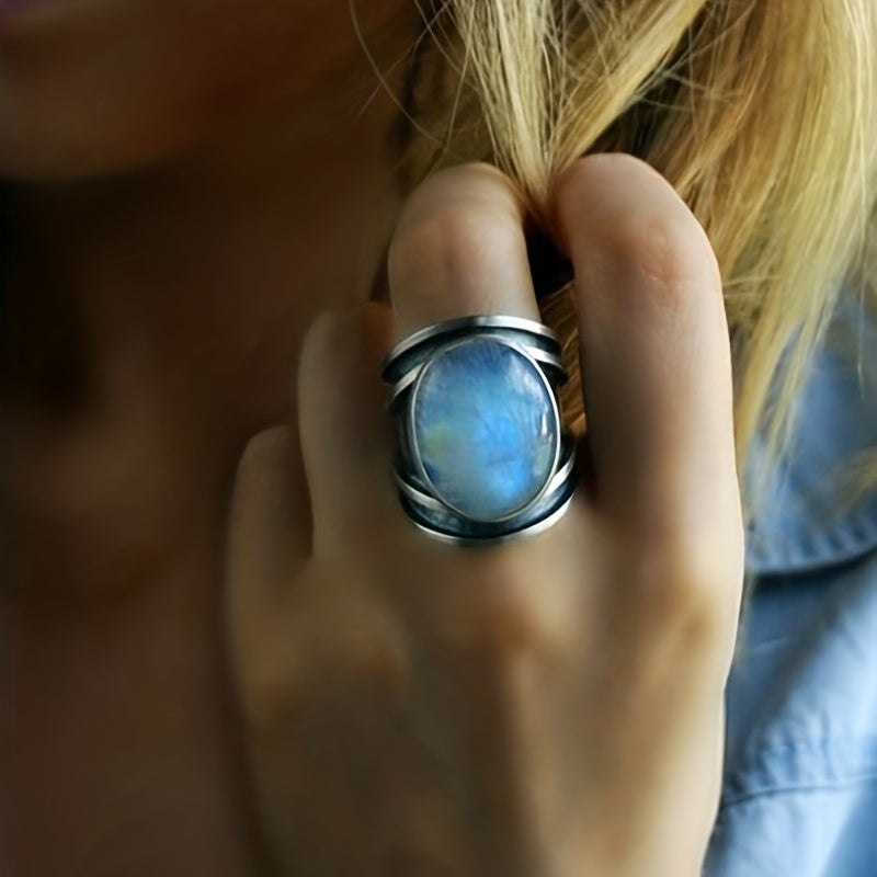 Anillo mágico con piedra lunar