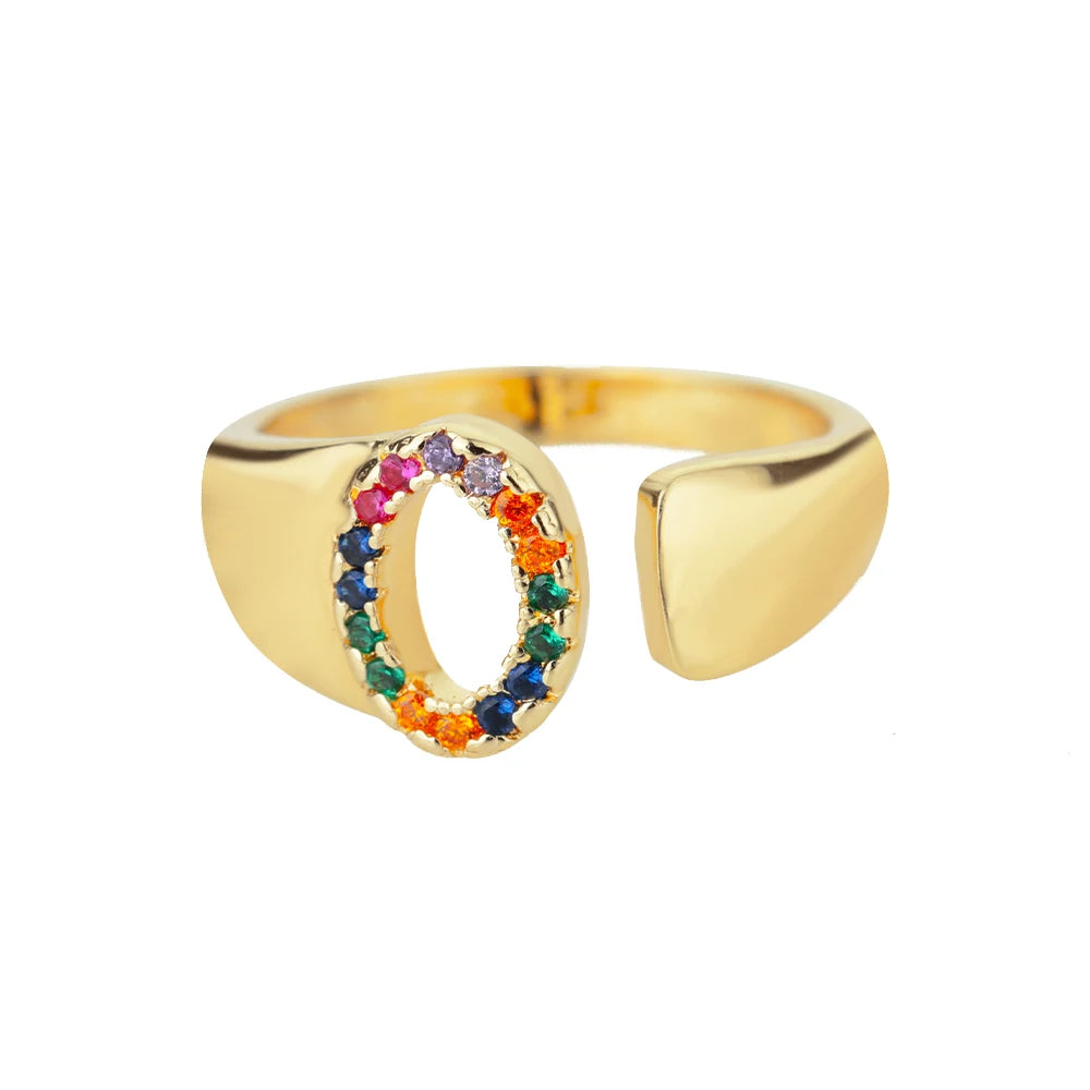 Anillo de Oro con Letra Personalizada (Ajustable)