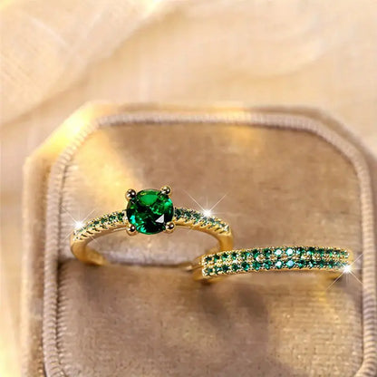 Conjunto de Anillos Serena Esmeralda Celeste