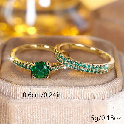 Conjunto de Anillos Serena Esmeralda Celeste