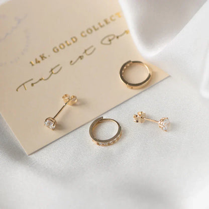 Conjunto de Pendientes Piedras Celeste | Oro