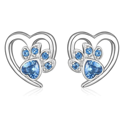 Pendientes con pata y corazón con circonita