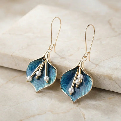 Pendientes vintage con perlas y flores