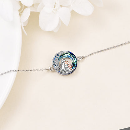Pulsera ajustable con colgante de perro en plata de ley