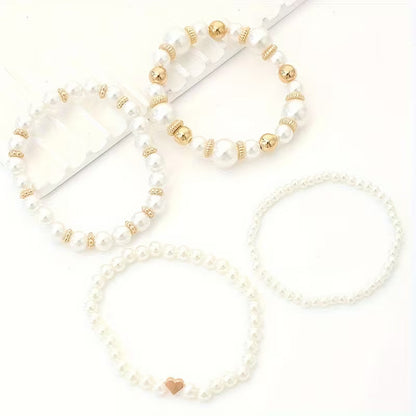 Conjunto de pulseras de perlas blancas