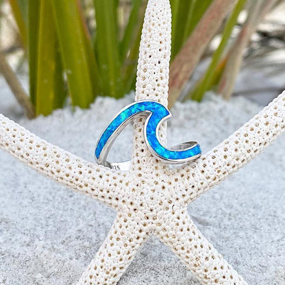 Anillo Sea Wave en ópalo y plata