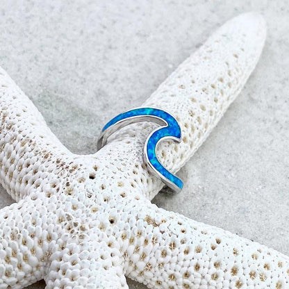 Anillo Sea Wave en ópalo y plata
