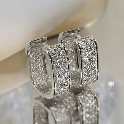 Pendientes de aro de cristal de lujo