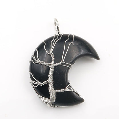 Collar con colgante Árbol de la Vida en cristal lunar Accesorios