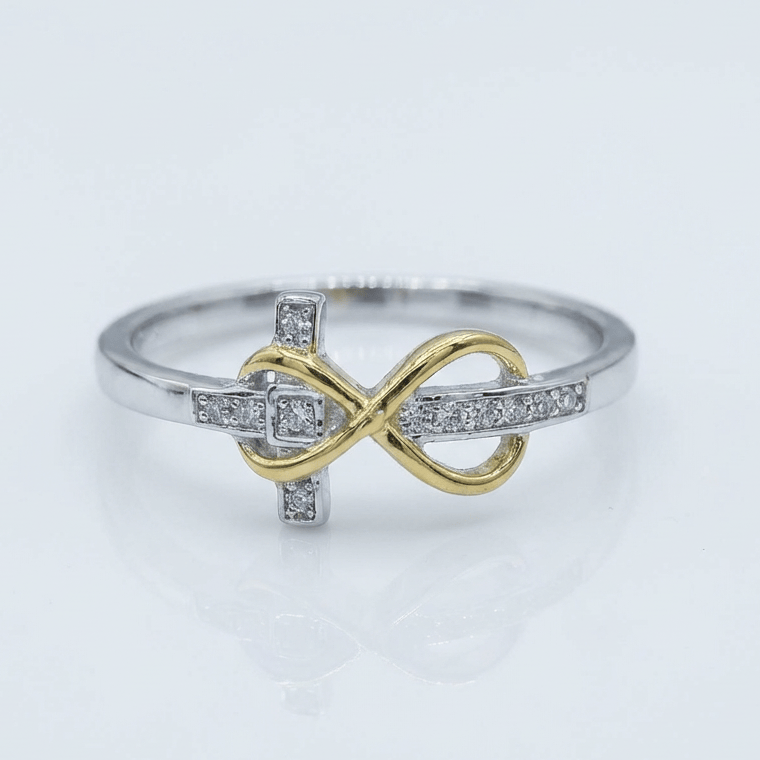 ANILLO CRUZ BAÑADO EN PLATA Y ORO