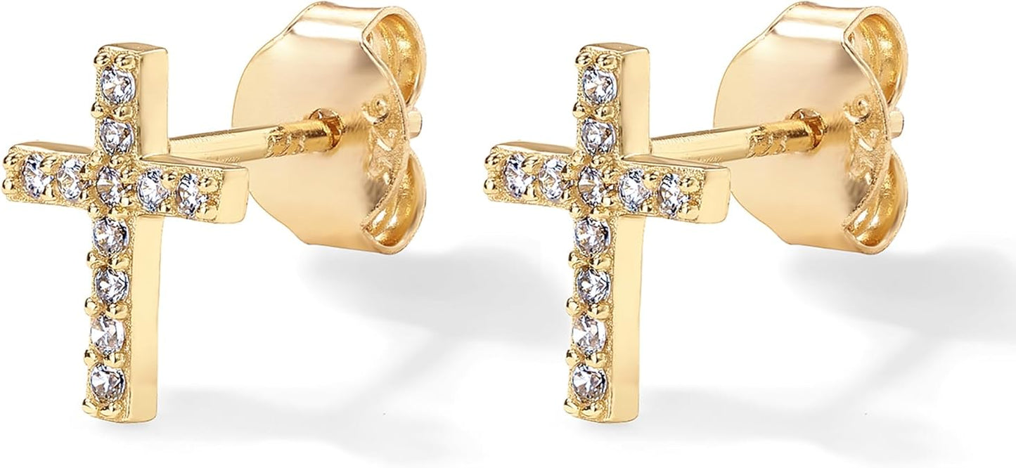 Pendientes Cruz Pavé | Oro