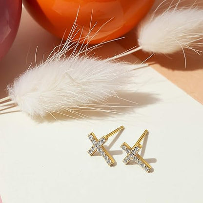 Pendientes Cruz Pavé | Oro