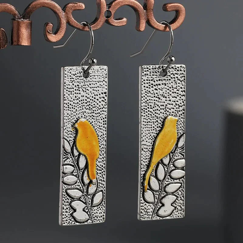 Pendientes Vintage Pájaro Amarillo