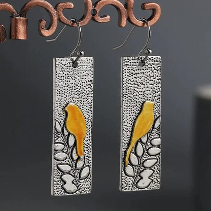Pendientes Vintage Pájaro Amarillo