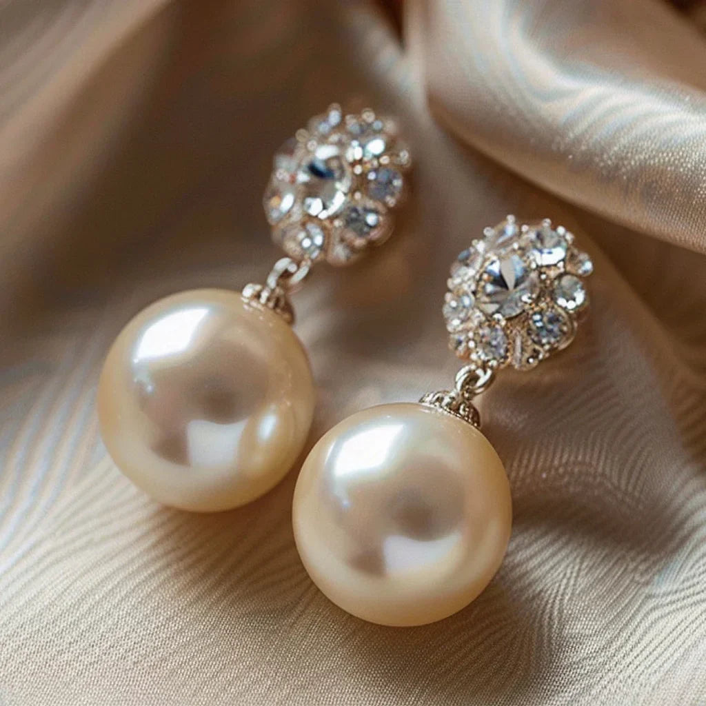 Pendientes de circonita y perlas