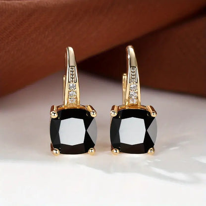 Pendientes Argolla Dorada Piedra Mística