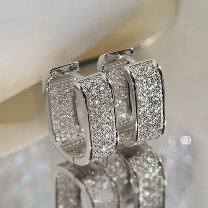 Pendientes de aro de cristal de lujo