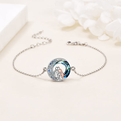 Pulsera ajustable con colgante de perro en plata de ley
