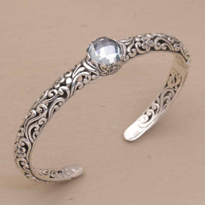 Pulsera vintage abierta de plata con circonitas