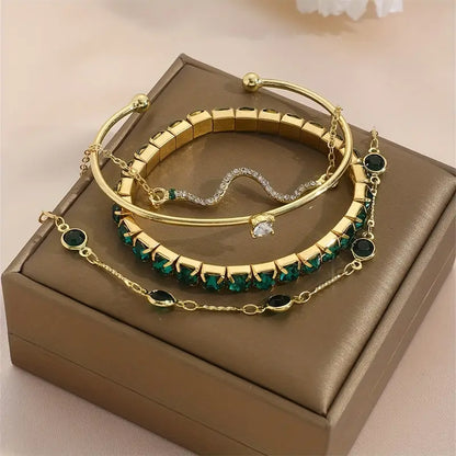 Conjunto de Pulseras Esmeralda Pura | Oro