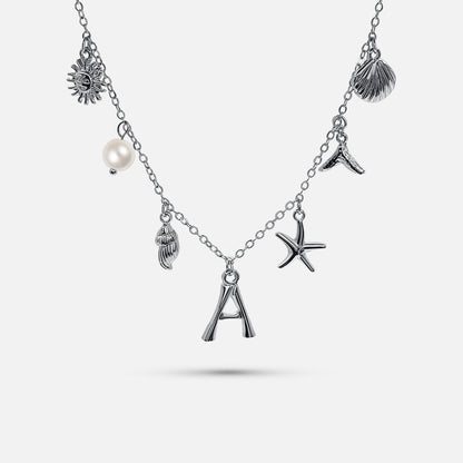 Collar Océano con Letra de Plata
