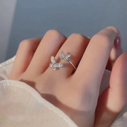 Anillo ajustable Shinny Butterfly en plata
