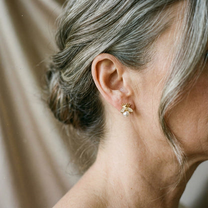 Pendientes de perlas y circonitas en oro