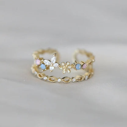 Anillo vintage con flor en oro