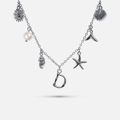 Collar Océano con Letra de Plata