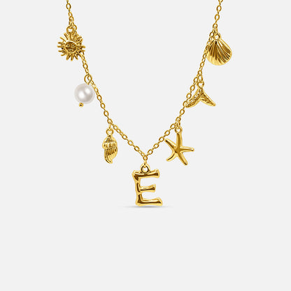 Collar Océano con Letra de Oro