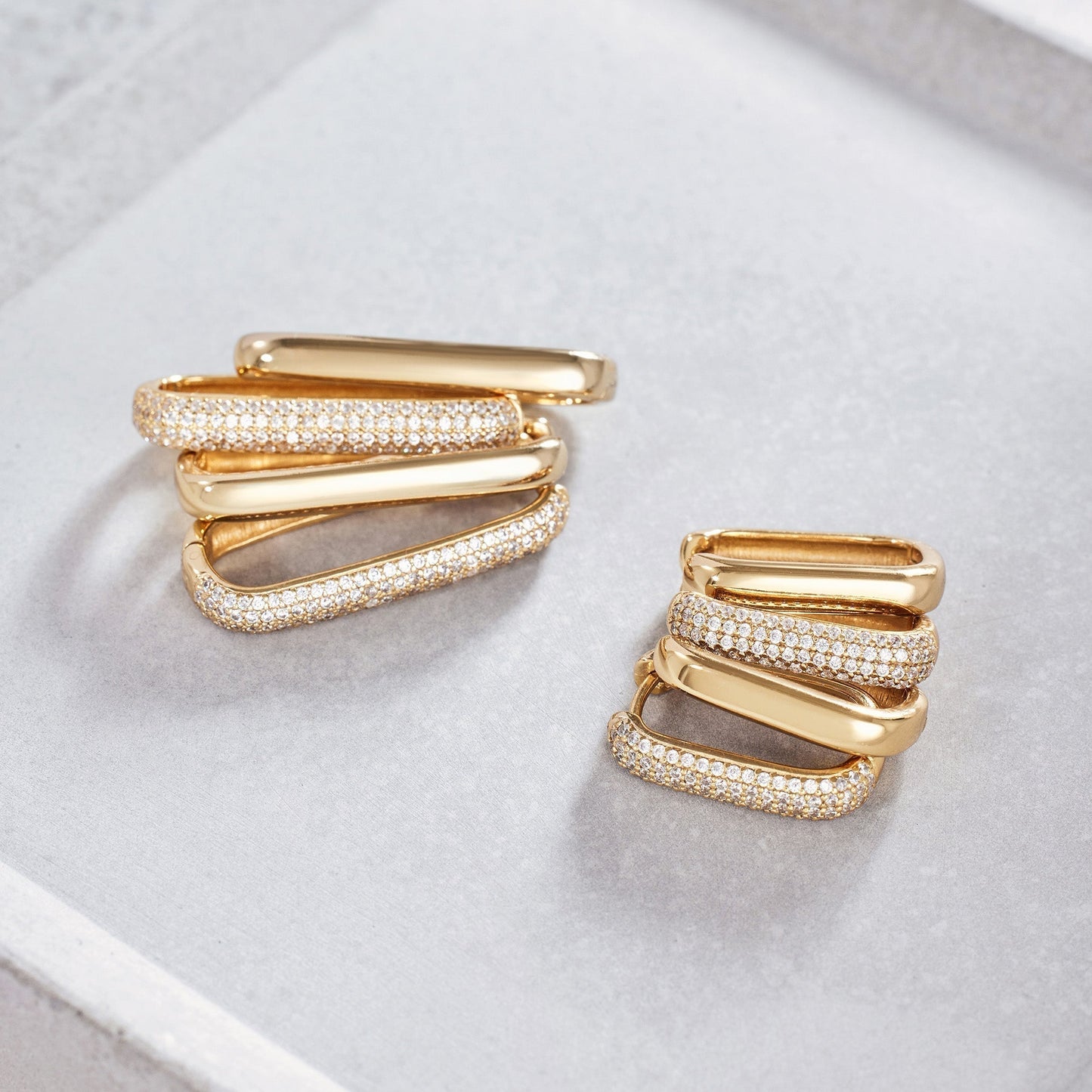 Pendientes Grandes Argolla Ícono Diamante | Oro