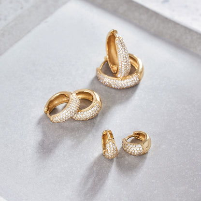 Pendientes Huggie Pavé Diamante | Oro