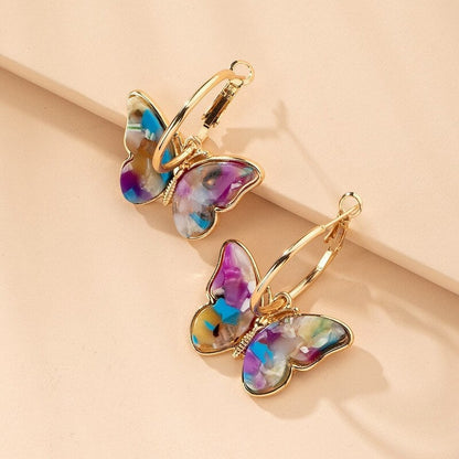Pendientes de mariposa de cristal con esmalte pintado a mano