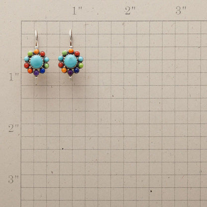 Pendientes redondos turquesa multicolor