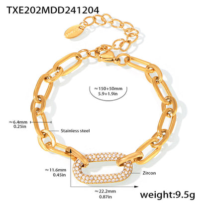 Conjunto de Joyas Cadena Eslabón Pavé | Oro