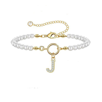 Pulsera de Oro con Perlas y Letra