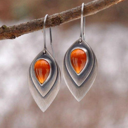 Pendientes vintage con piedra naranja