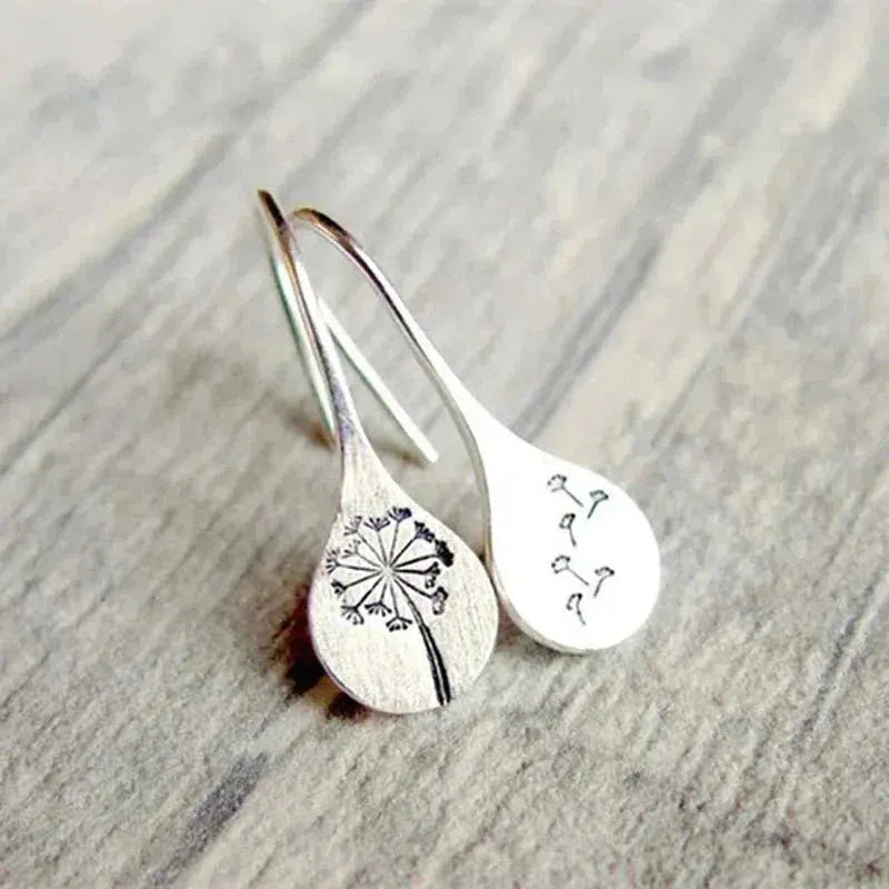 Pendientes de diente de león en plata