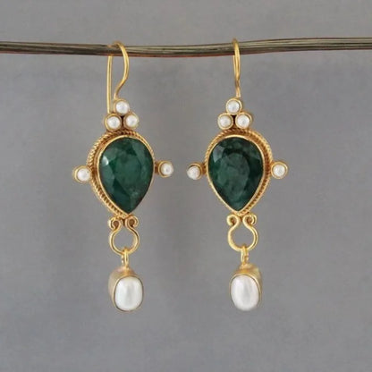 Pendientes vintage con rubí y perla