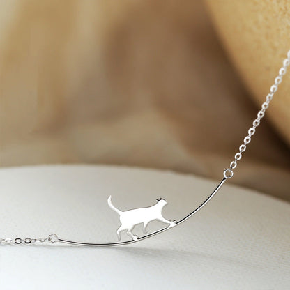 Collar Gato Escalador en plata
