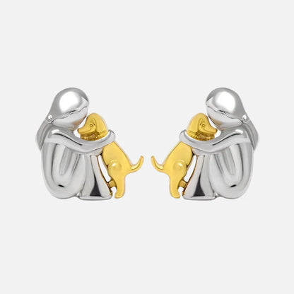 Pendientes Abrazo en dos tonos, plata y oro