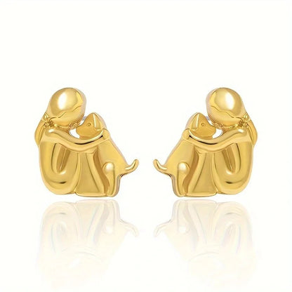 Pendientes Abrazo en dos tonos, plata y oro