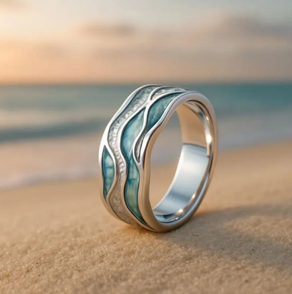 Anillo Aurora de las olas del océano y la playa