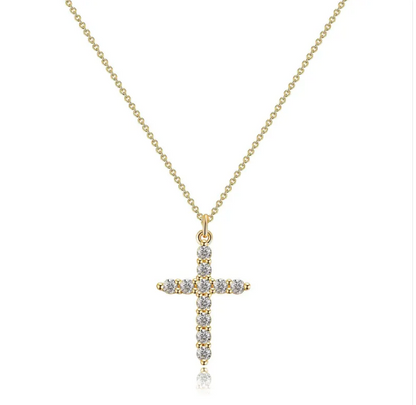 Collar con cruz y corona de diamantes