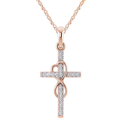 Collar con colgante en forma de cruz en aleación de diamantes