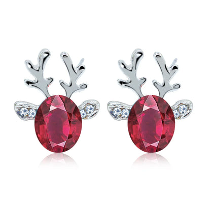Pendientes con cristales en forma de reno festivo
