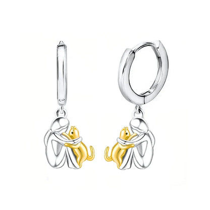 Pendientes  Abrazo de Gato  en plata y oro bicolor