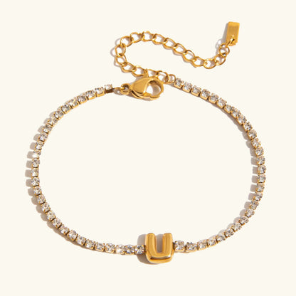 Pulsera Elegante de Oro con Letra en Burbuja