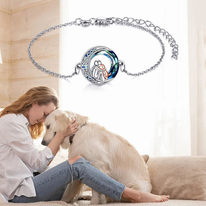 Pulsera ajustable con colgante de perro en plata de ley