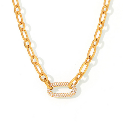 Conjunto de Joyas Cadena Eslabón Pavé | Oro
